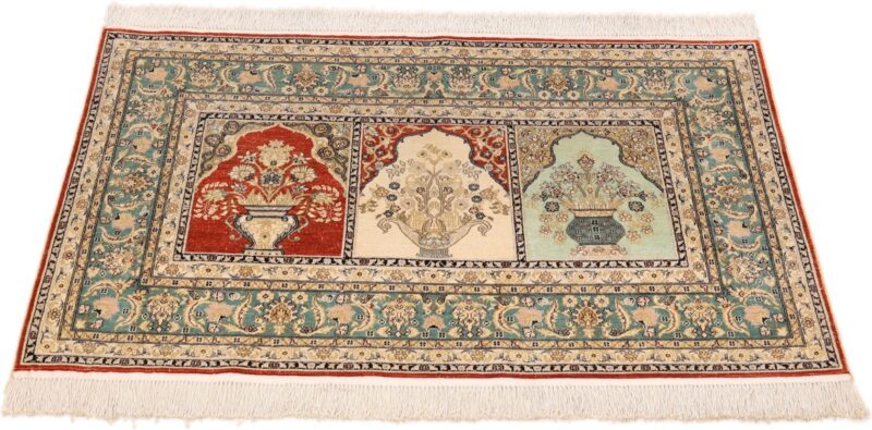 Hereke Oriental Rug 78 × 123 cm, Silk, Multicolor, hand-knotted — view 2