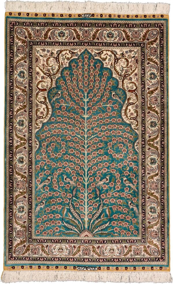 Hereke Oriental Rug 79 × 122 cm, Silk, hand-knotted, exclusive