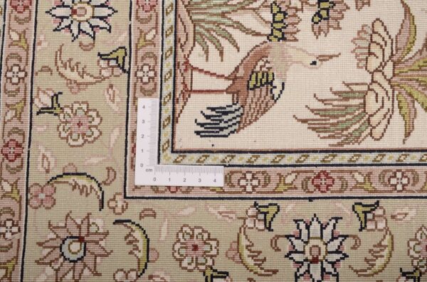 Hereke Oriental Rug 79 × 123 cm, Silk, White/Beige, hand-knotted — view 3