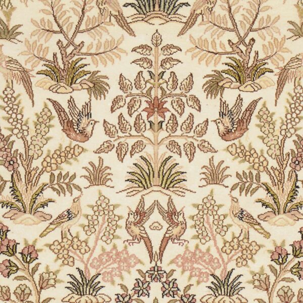 Hereke Oriental Rug 79 × 123 cm, Silk, White/Beige, hand-knotted — view 4