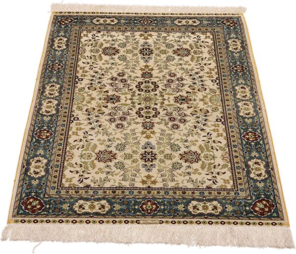 Hereke Oriental Rug 79 × 123 cm, Silk, White/Beige, hand-knotted — view 2