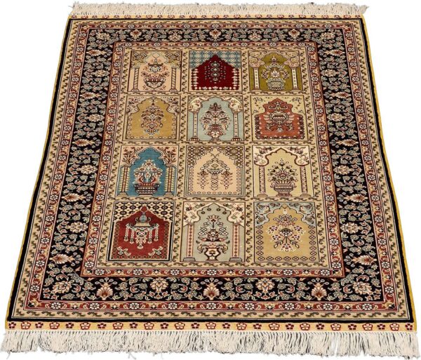 Hereke Oriental Rug 79 × 123 cm, Silk, Red/Orange, hand-knotted, exclusive — view 2