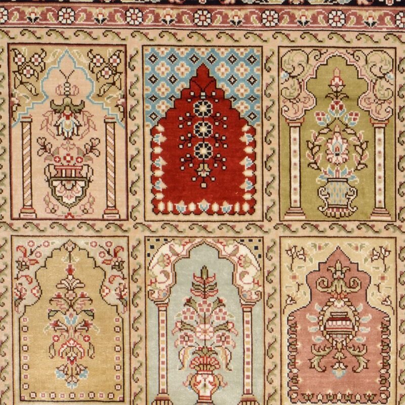 Hereke Oriental Rug 79 × 123 cm, Silk, Red/Orange, hand-knotted, exclusive — view 4