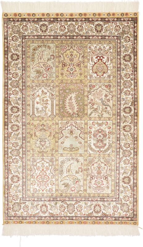 Hereke Oriental Rug 79 × 124 cm, Silk, hand-knotted, exclusive