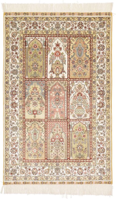Hereke Oriental Rug 79 × 124 cm, Silk, hand-knotted, very fine