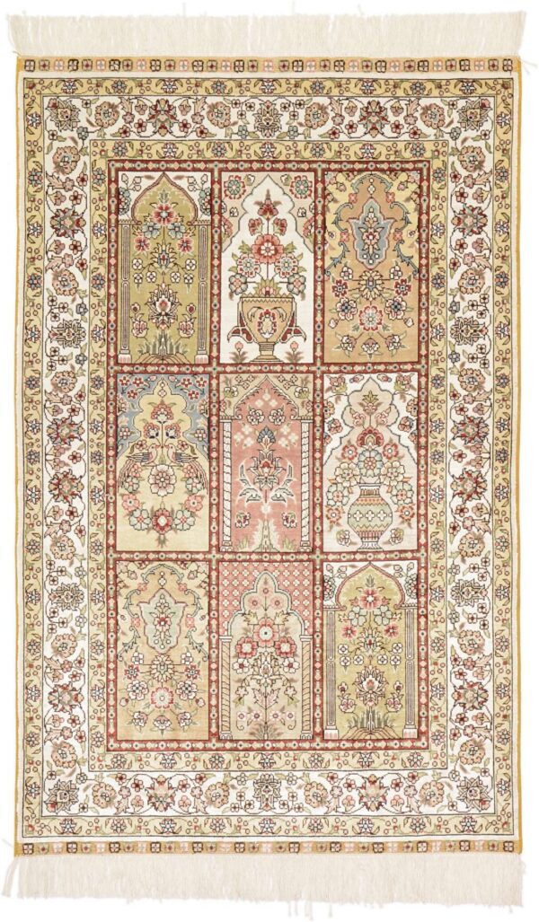Hereke Oriental Rug 79 × 124 cm, Silk, hand-knotted, very fine