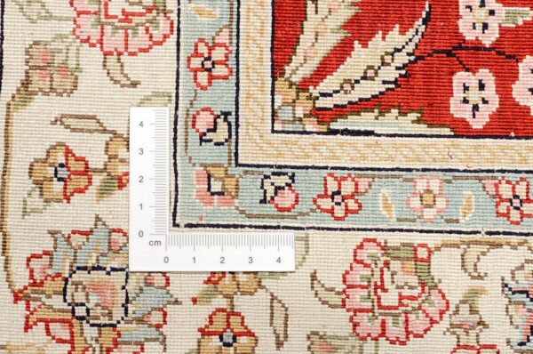 Hereke Oriental Rug 79 × 126 cm, Silk, Red/Orange, hand-knotted — view 3