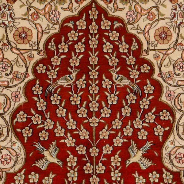 Hereke Oriental Rug 79 × 126 cm, Silk, Red/Orange, hand-knotted — view 4