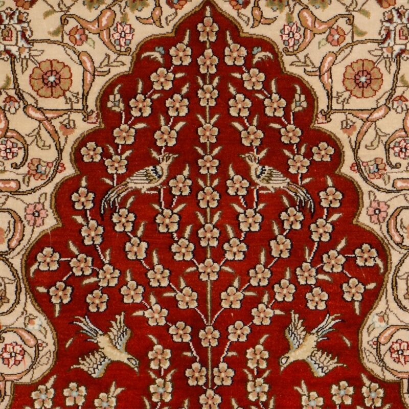 Hereke Oriental Rug 79 × 126 cm, Silk, Red/Orange, hand-knotted — view 4