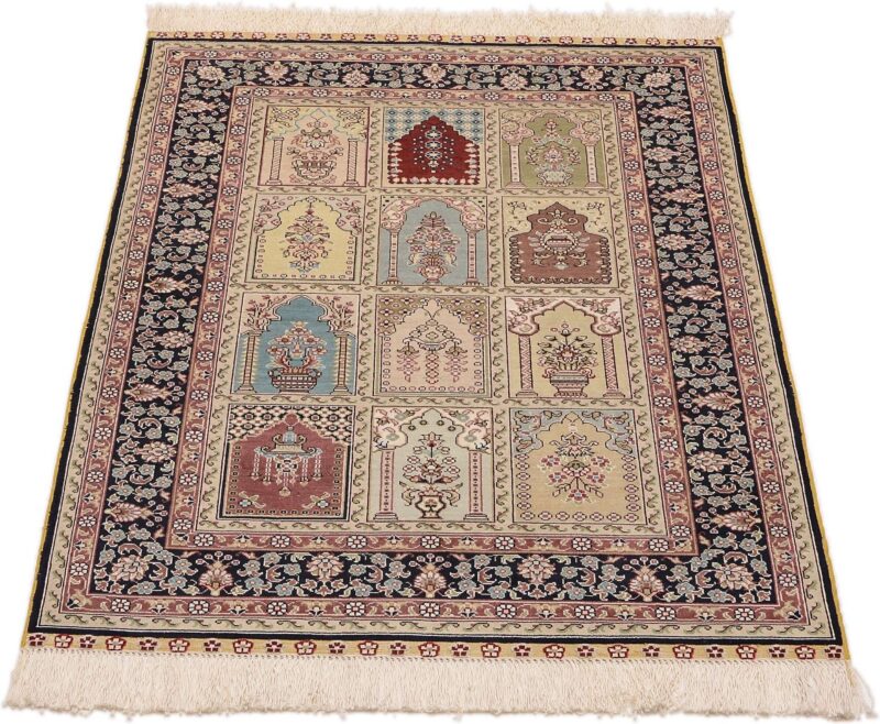 Hereke Oriental Rug 79 × 126 cm, Silk, Red/Orange, hand-knotted — view 2