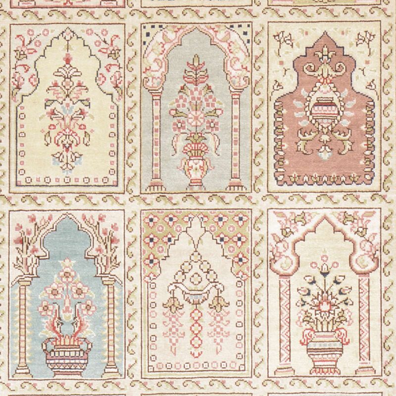 Hereke Oriental Rug 79 × 126 cm, Silk, Red/Orange, hand-knotted — view 4