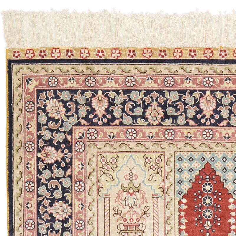 Hereke Oriental Rug 79 × 126 cm, Silk, Red/Orange, hand-knotted — view 5