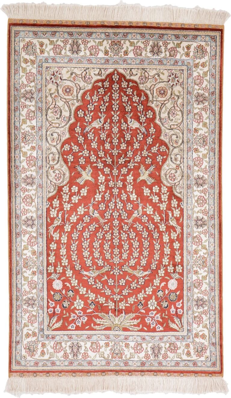 Hereke Oriental Rug 79 × 130 cm, Silk, hand-knotted
