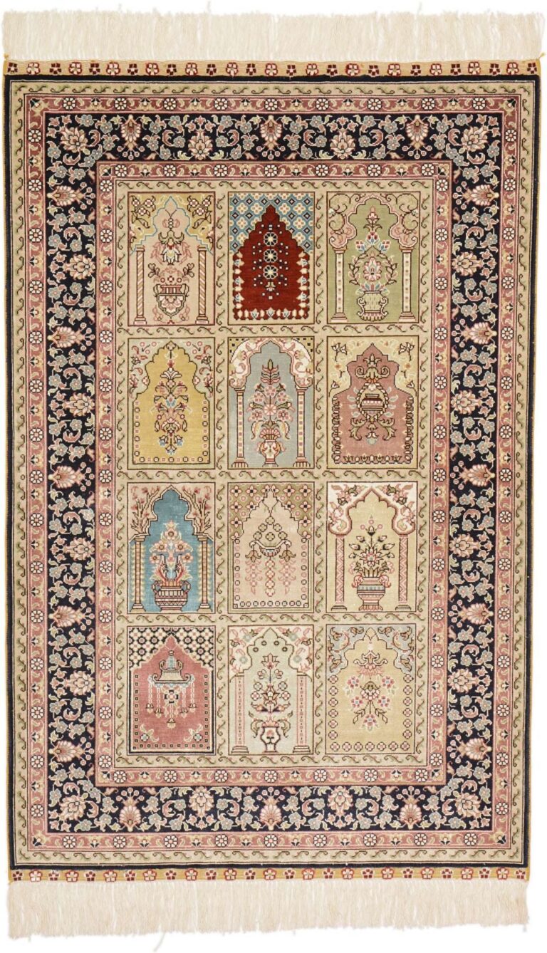 Hereke Oriental Rug 80 × 124 cm, Silk, Red/Orange, hand-knotted