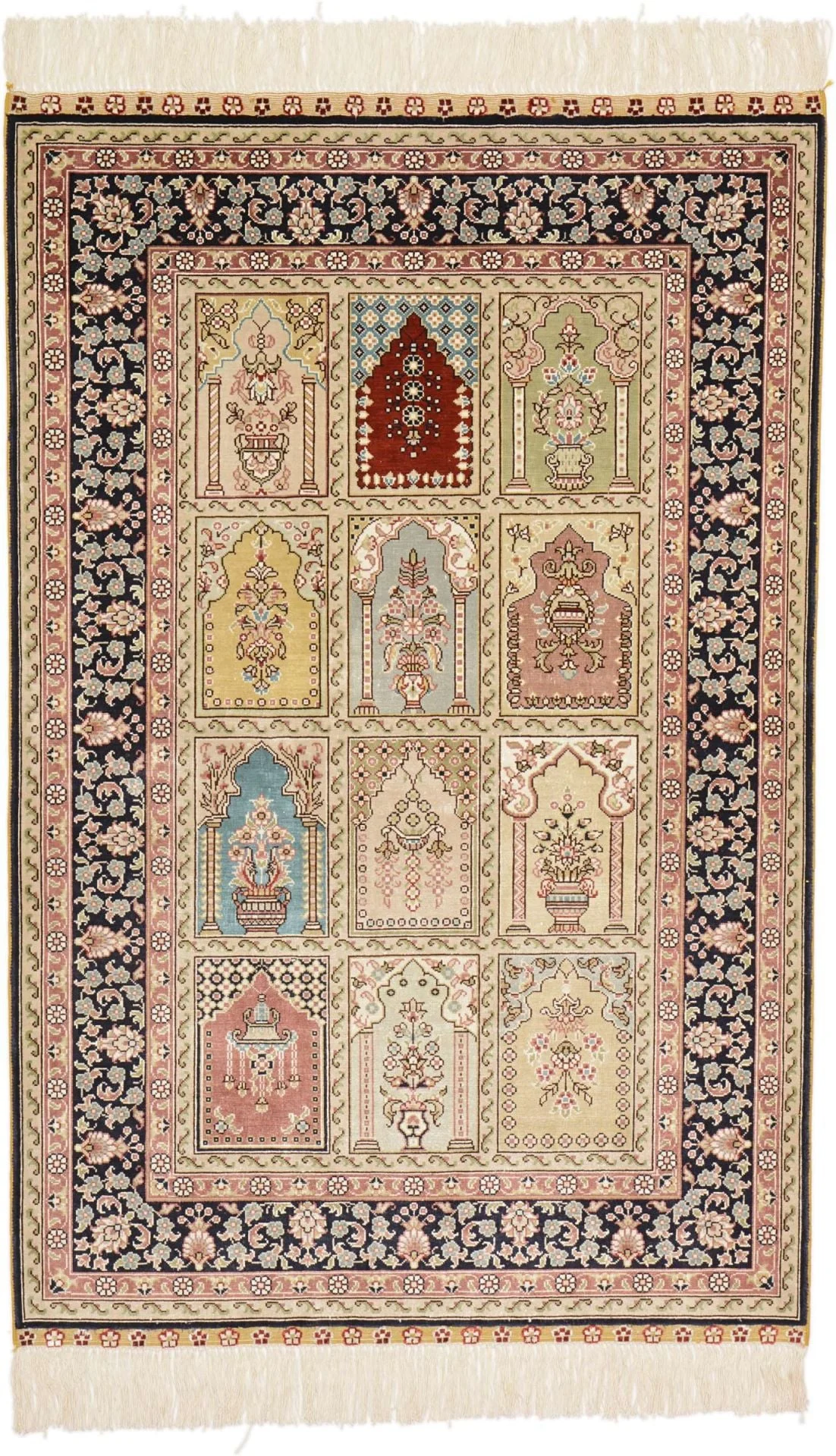 Hereke Oriental Rug 80 × 124 cm, Silk, Red/Orange, hand-knotted