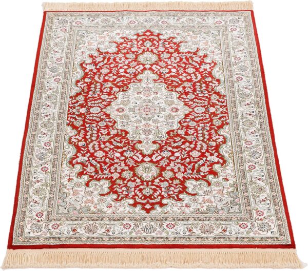 Hereke Oriental Rug 80 × 124 cm, Silk, Red/Orange, hand-knotted — view 3