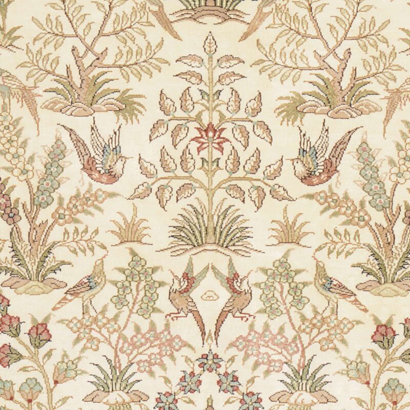 Hereke Oriental Rug 80 × 124 cm, Silk, White/Beige, hand-knotted — view 4