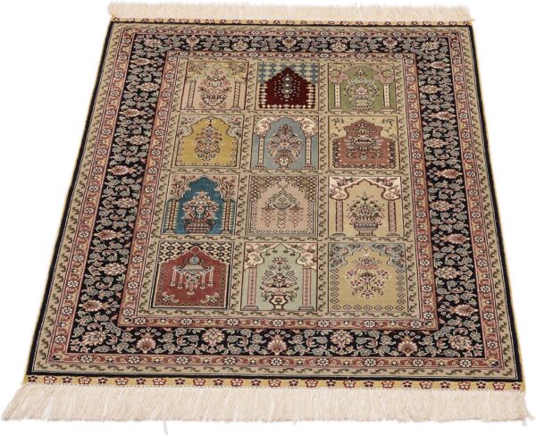 Hereke Oriental Rug 80 × 124 cm, Silk, Red/Orange, hand-knotted — view 2