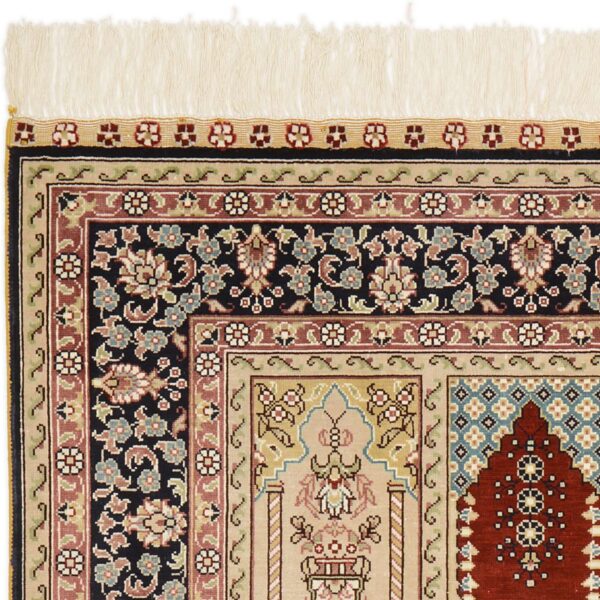 Hereke Oriental Rug 80 × 124 cm, Silk, Red/Orange, hand-knotted — view 5
