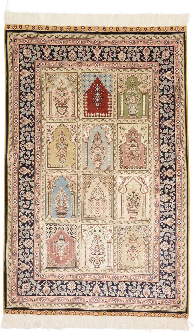 Hereke Oriental Rug 80 × 125 cm, Silk, Multicolor, hand-knotted