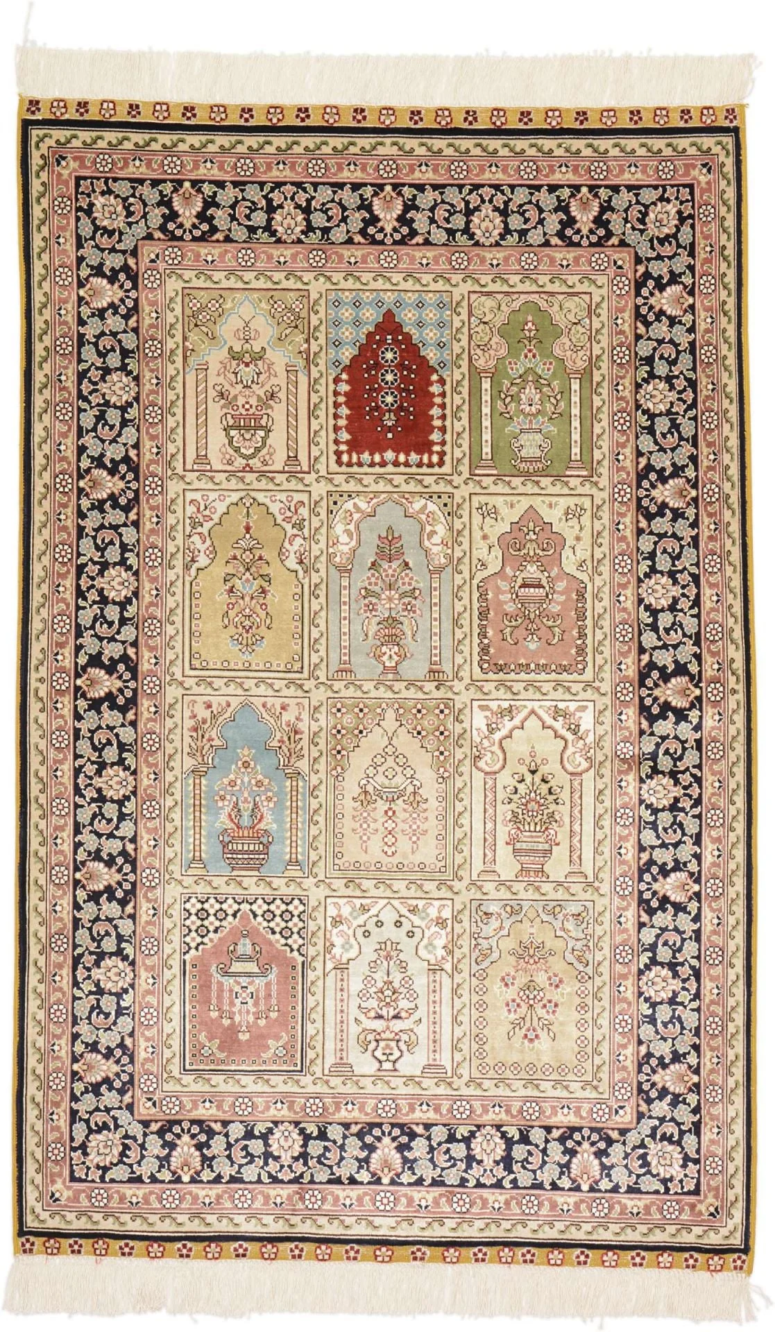 Hereke Oriental Rug 80 × 125 cm, Silk, Multicolor, hand-knotted
