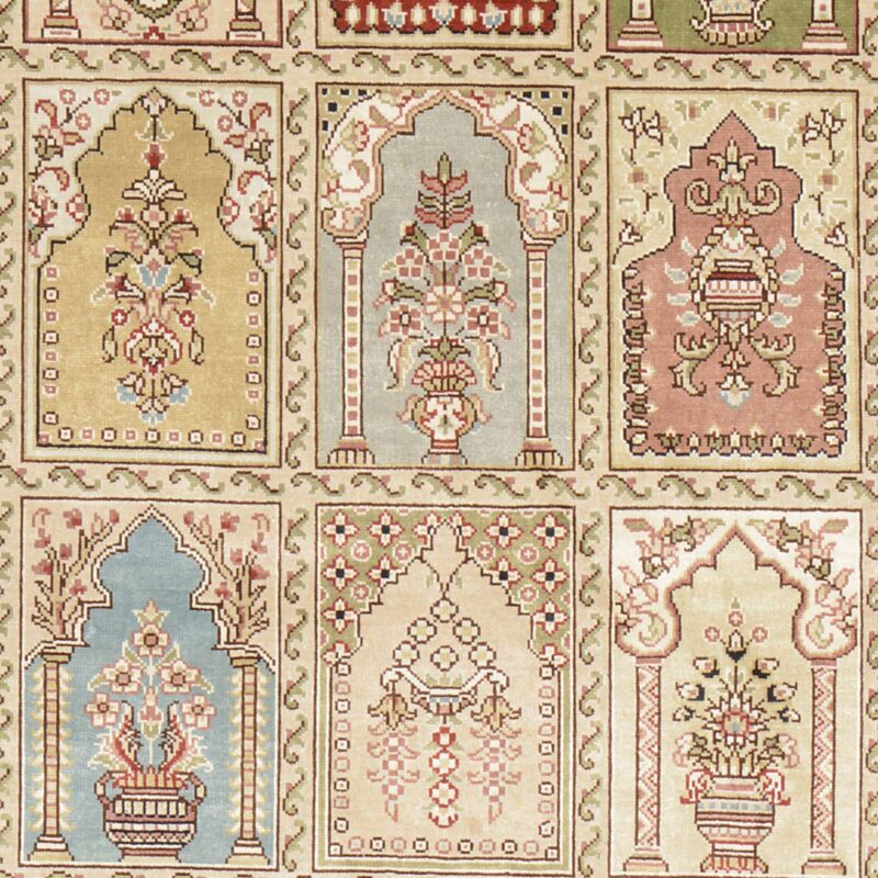 Hereke Oriental Rug 80 × 125 cm, Silk, Multicolor, hand-knotted — view 4