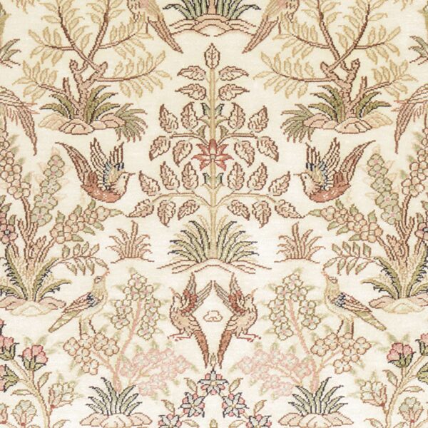 Hereke Oriental Rug 80 × 125 cm, Silk, White/Beige, hand-knotted — view 4