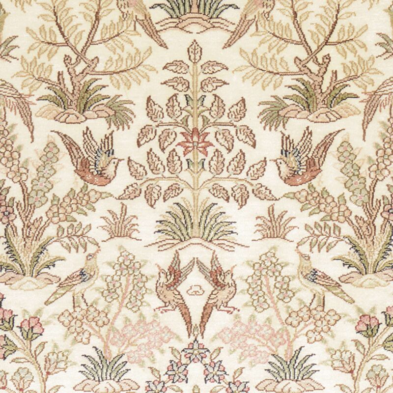 Hereke Oriental Rug 80 × 125 cm, Silk, White/Beige, hand-knotted — view 4