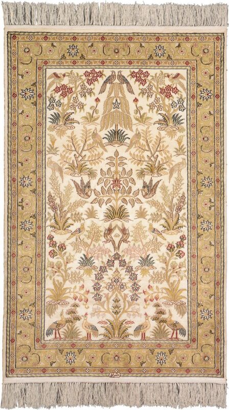Hereke Oriental Rug 80 × 125 cm, Silk, hand-knotted, exclusive Hereke Oriental Rug 80 × 125 cm, Silk, hand-knotted, exclusive