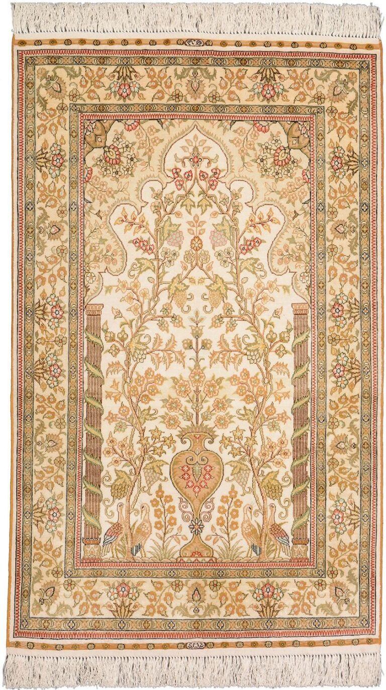Hereke Oriental Rug 80 × 128 cm, Silk, hand-knotted