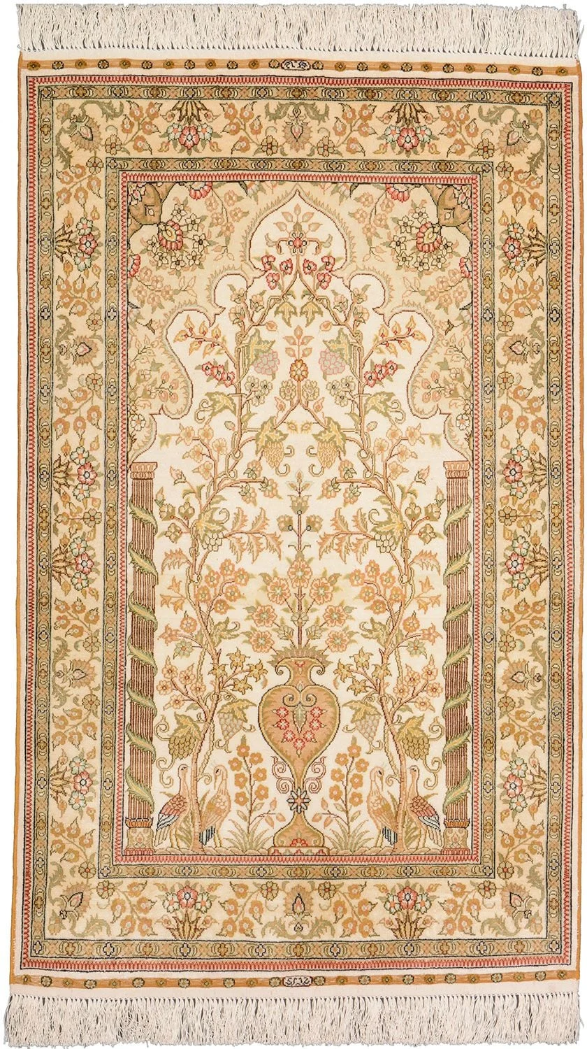 Hereke Oriental Rug 80 × 128 cm, Silk, hand-knotted