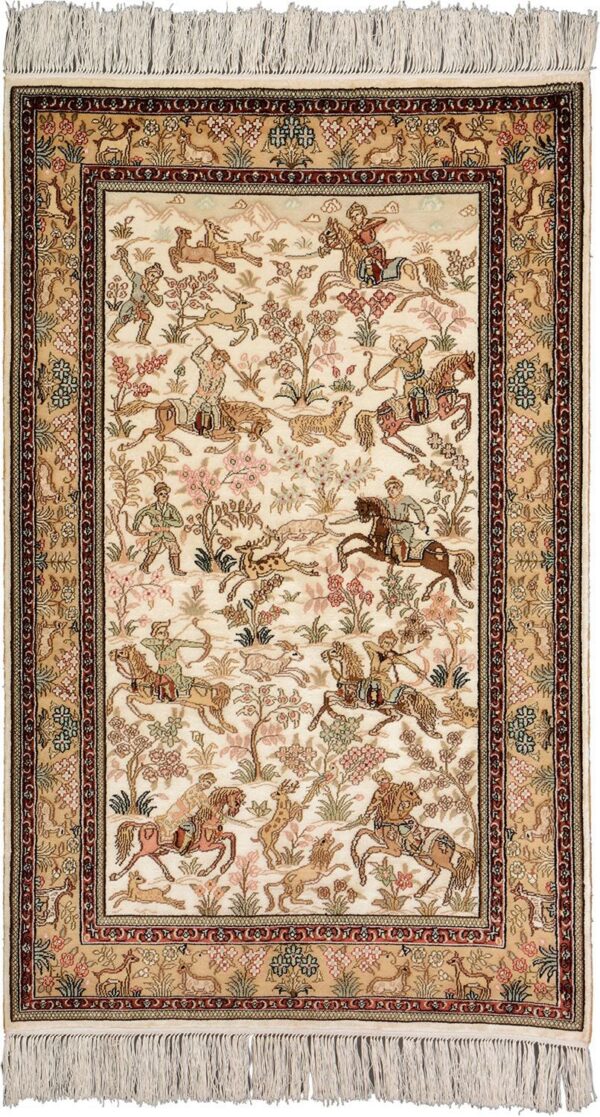 Hereke Oriental Rug 80 × 129 cm, Silk, hand-knotted