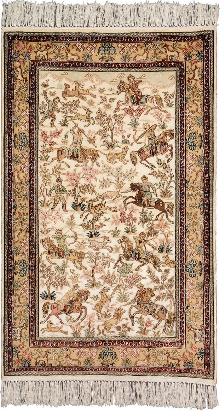 Hereke Oriental Rug 80 × 129 cm, Silk, hand-knotted