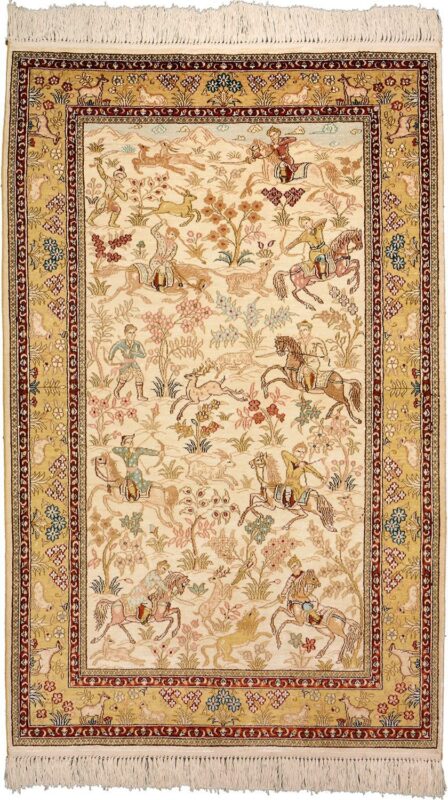 Hereke Oriental Rug 81 × 130 cm, Silk, hand-knotted