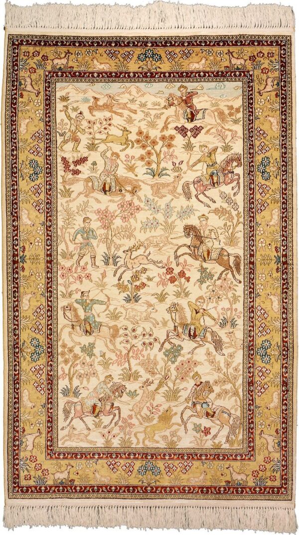 Hereke Oriental Rug 81 × 130 cm, Silk, hand-knotted