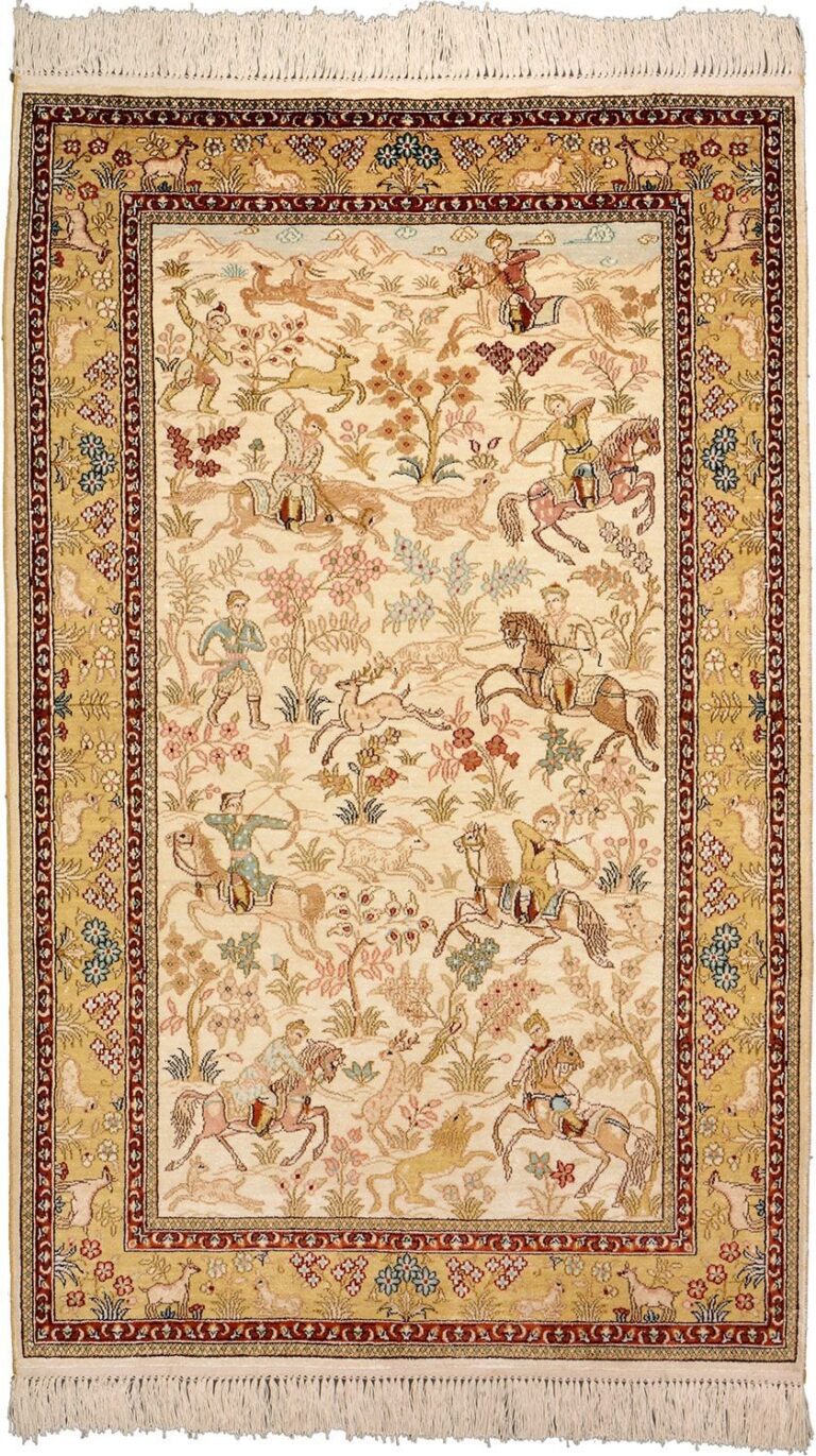 Hereke Oriental Rug 81 × 130 cm, Silk, hand-knotted