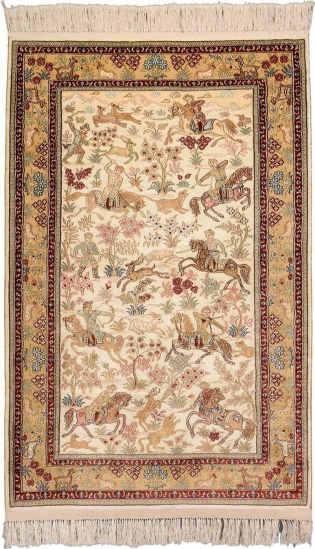 Hereke Oriental Rug 82 × 126 cm, Silk, hand-knotted