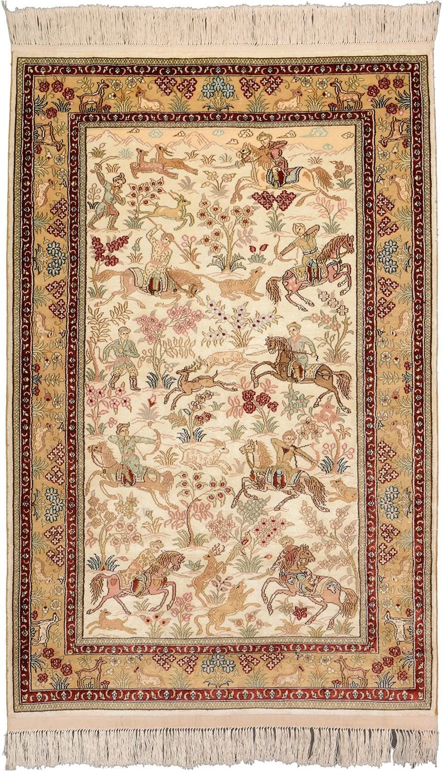 Hereke Oriental Rug 82 × 126 cm, Silk, hand-knotted