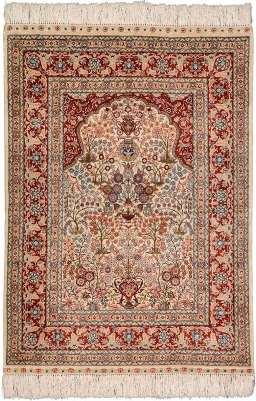 Hereke Oriental Rug 91 × 122 cm, Silk, hand-knotted