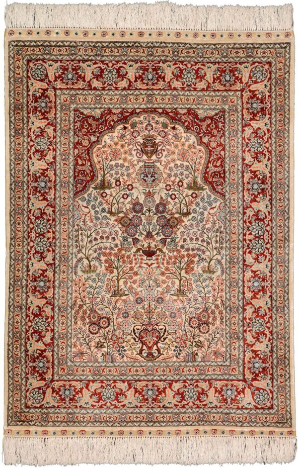 Hereke Oriental Rug 91 × 122 cm, Silk, hand-knotted