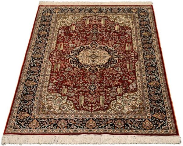 Hereke Oriental Rug 91 × 152 cm, Silk, Red/Orange, hand-knotted — view 2