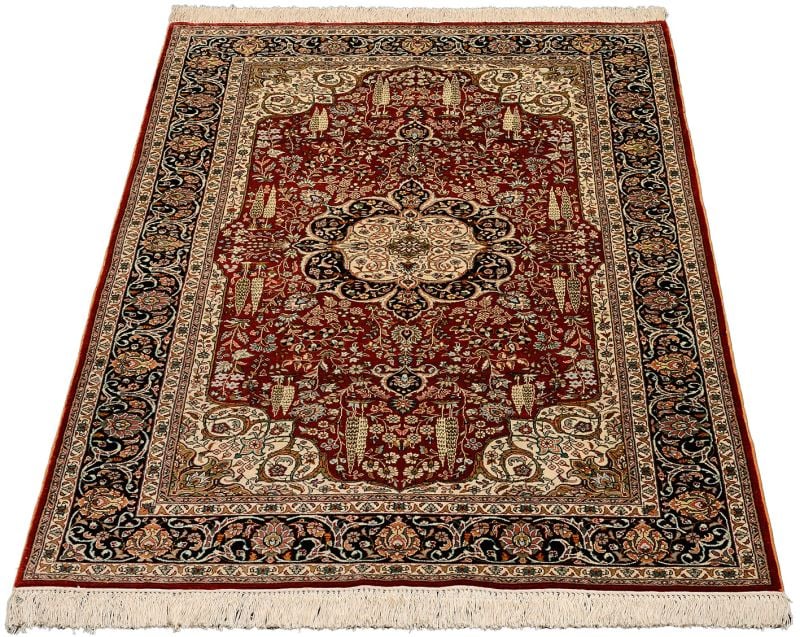 Hereke Oriental Rug 91 × 152 cm, Silk, Red/Orange, hand-knotted — view 2