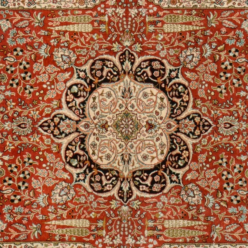 Hereke Oriental Rug 91 × 152 cm, Silk, Red/Orange, hand-knotted — view 4
