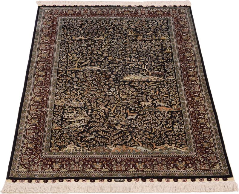 Hereke Oriental Rug 91 × 152 cm, Silk, Red/Orange, hand-knotted — view 2