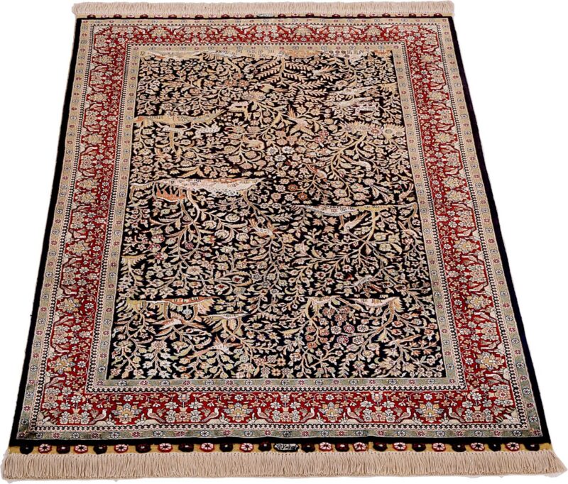 Hereke Oriental Rug 91 × 152 cm, Silk, Red/Orange, hand-knotted — view 3