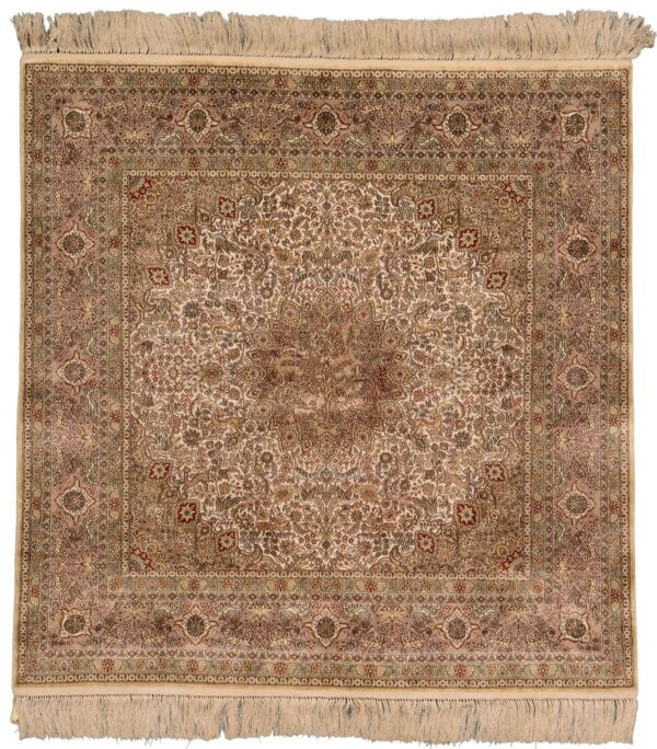Hereke Oriental Rug 91 × 90 cm, Silk, hand-knotted