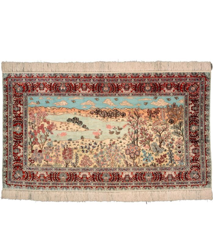 Hereke Oriental Rug 92 × 153 cm, Silk, hand-knotted