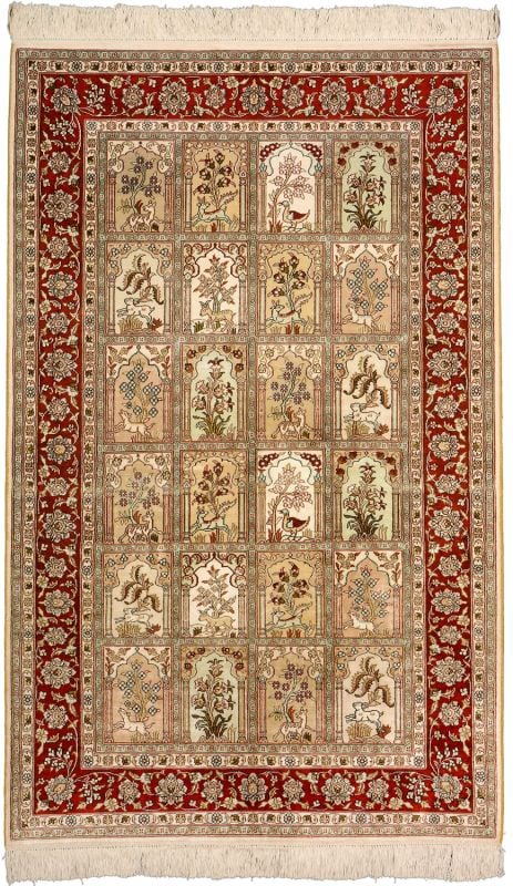 Hereke Oriental Rug 96 × 152 cm, Silk, hand-knotted