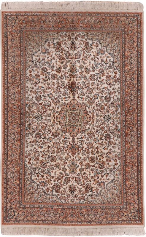 Indian Oriental Rug 124 × 182 cm, Silk, hand-knotted, vintage