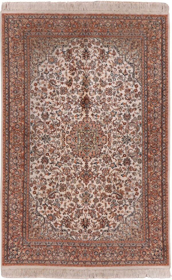 Indian Oriental Rug 124 × 182 cm, Silk, hand-knotted, vintage